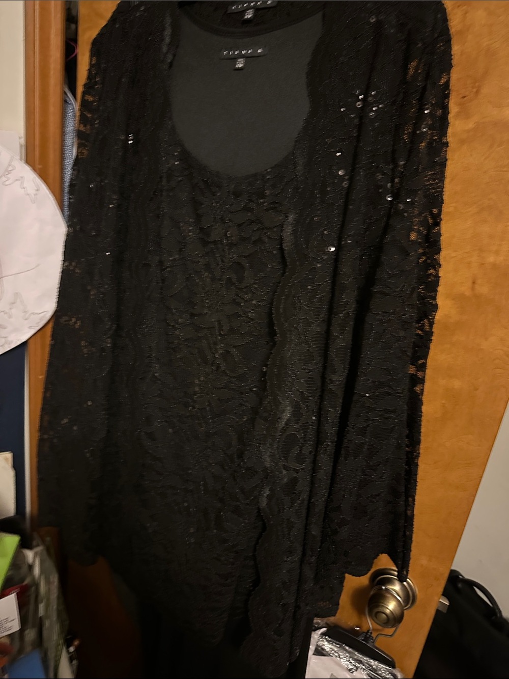 Willi Smith Black Lace Long Sleeve Overlay